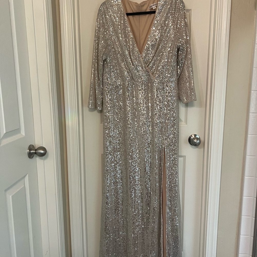 Ever Pretty Silver Long Sleeve Dress